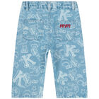 بنطلون بنات دينيم بالشعار باللون الأزرق , 1, hi-res